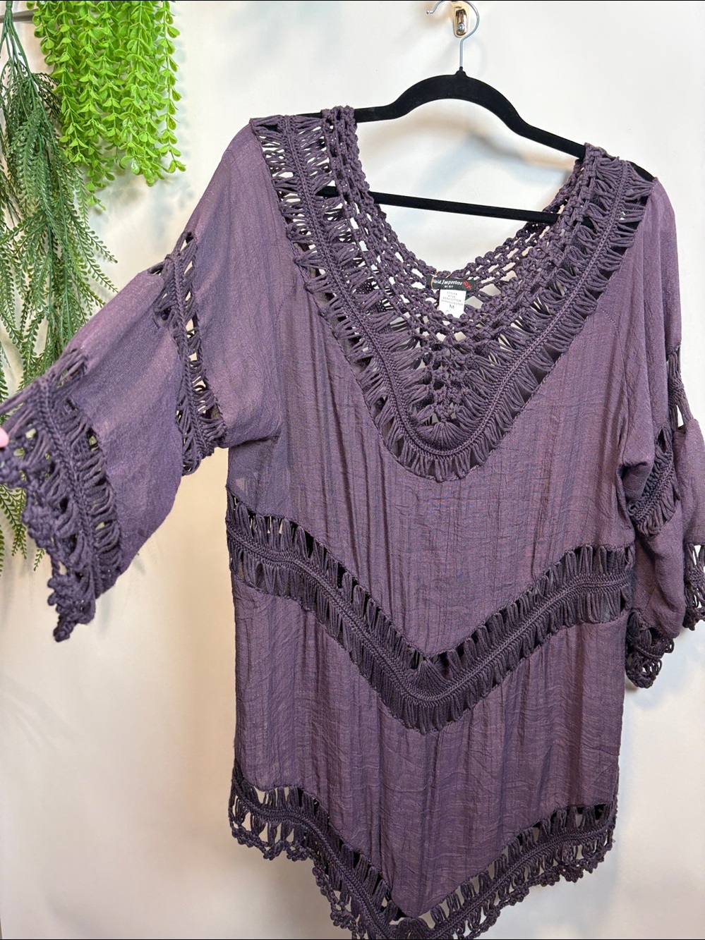 Vivid Importers Cotten blend. Crochet . Eggplant colour.